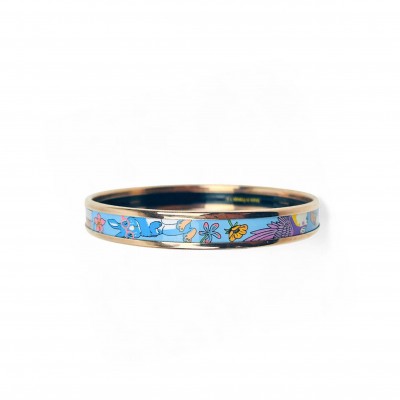 HERMÈS PARIS TEA FOR TWO ENAMEL BANGLE BRACELET 